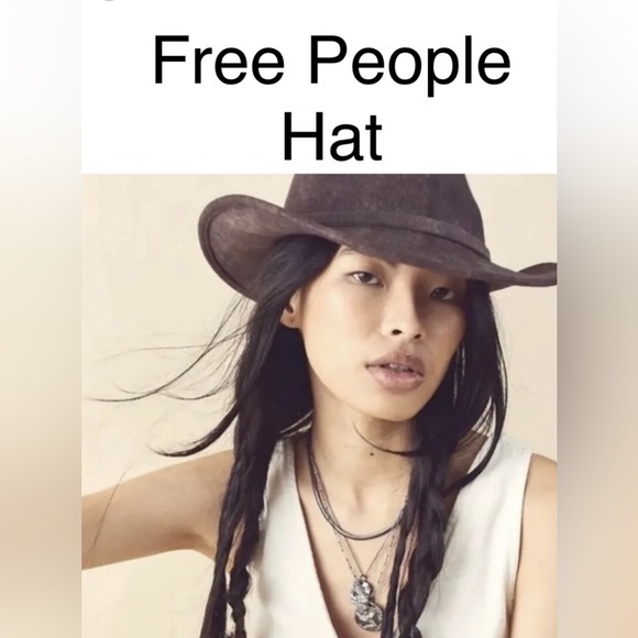 NWT Free People TRAIL DUSTED Brown COWBOY HAT Australian Wool Size Medium - Picture 1 of 5